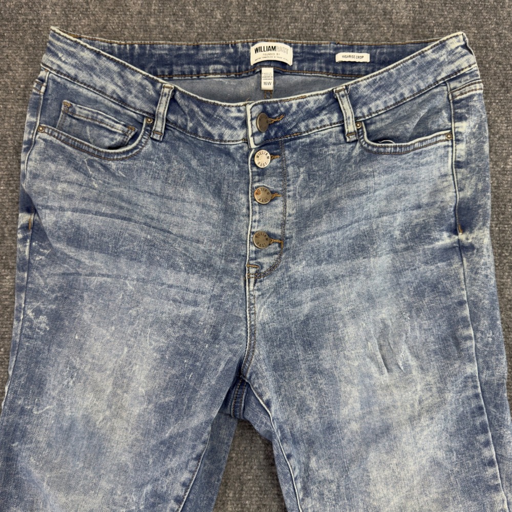 William Rast High Rise Crop Jeans Acid Wash Distressed Blue Size 16W